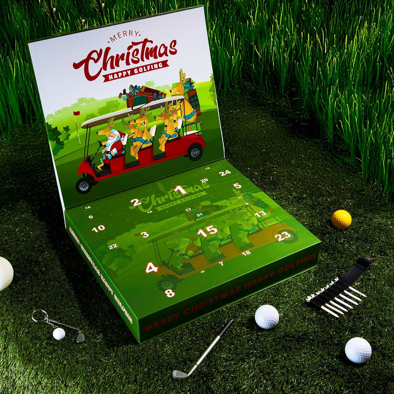 Golf Advent Calendar 2025 for Men Teens Christmas Countdown Calendar 24 Mini Golf Surprises Socks Novelty Fun Gifts for Men